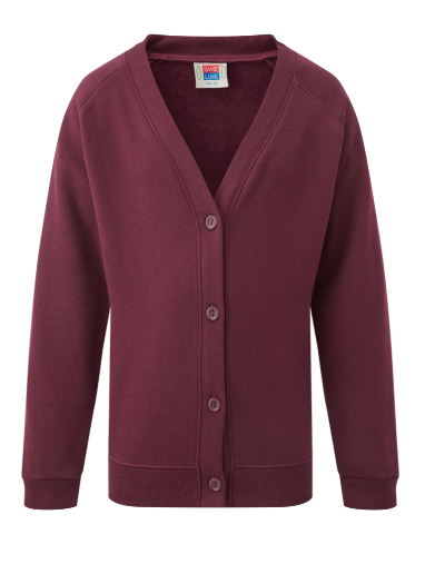 Maroon Cardigan with Fairstead Embroidered Logo