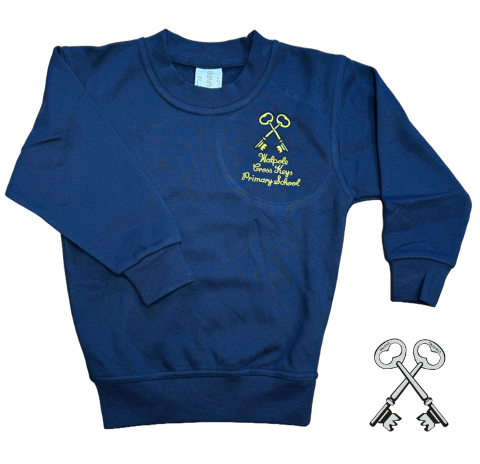 Navy Sweatshirt with Walpole Cross Keys Embroidered Logo