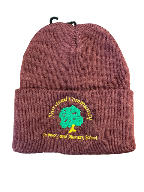 Maroon Child's Beanie Hat with Fairstead Embroidered Logo