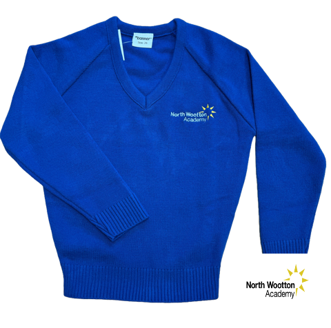 Royal Knitted Jumper with North Wootton Embroidered Logo