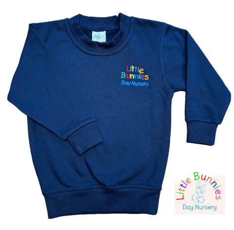 Navy Sweatshirt with Little Bunnies Embroidered Logo