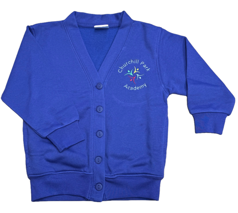 Purple Cardigan with Churchill Park Embroidered Logo