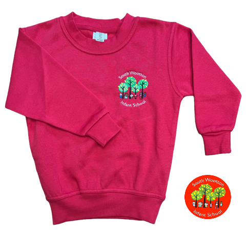 Red Sweatshirt with South Wootton Infants Embroidered Logo