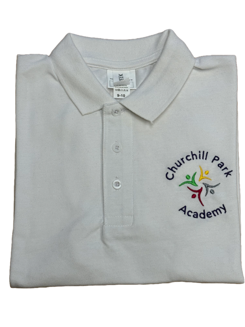 White Polo Shirt with Churchill Park Embroidered Logo