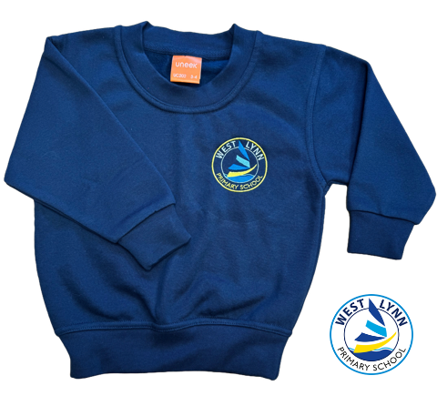 Navy Sweatshirt with West Lynn Embroidered Logo