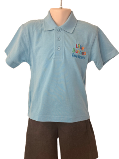 Sky Polo Shirt with Little Bunnies Embroidery