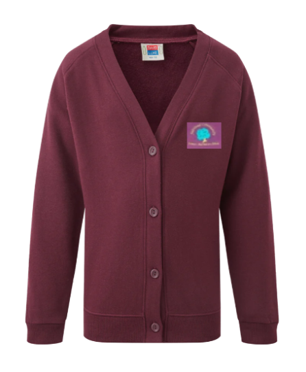 Maroon Cardigan with Fairstead Embroidered Logo