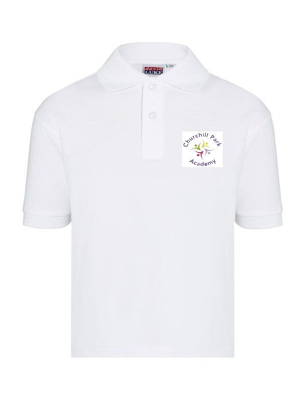 White Polo Shirt with Churchill Park Embroidered Logo