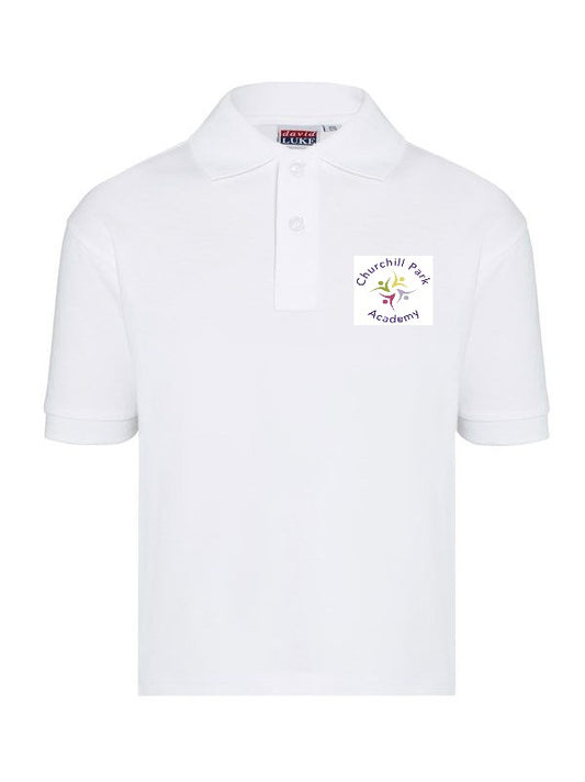 White Polo Shirt with Churchill Park Embroidered Logo