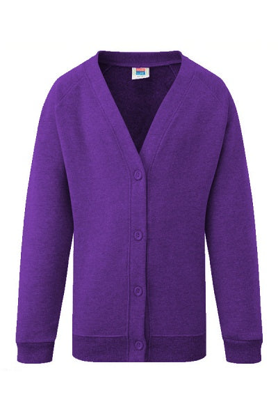 Purple Cardigan with Churchill Park Embroidered Logo