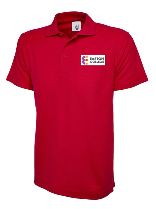 Red Polo Shirt with Easton Embroidered Logo and Horticulture Back Print