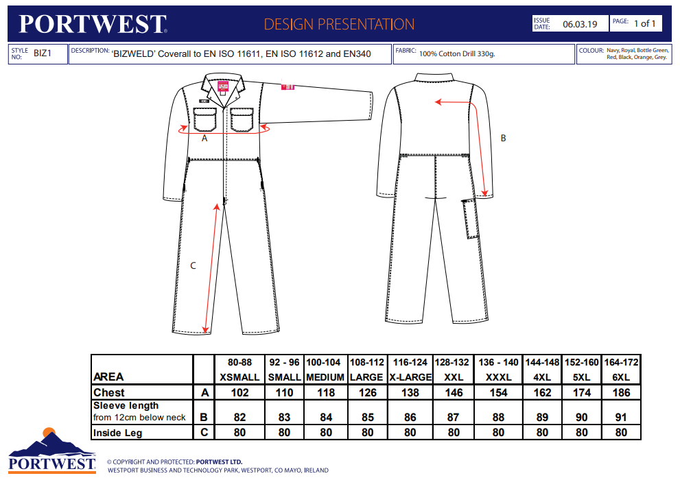 Flame Retardant Coverall (BIZ1) (Land Based Engineering)