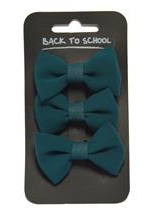 Bottle Green Plain Hair Bow 3Pack