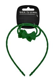 Bottle Green Bow Alice Band and Elastics