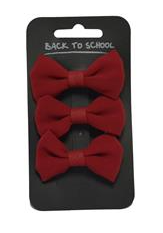 Maroon Plain Hair Bow 3Pack