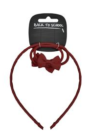 Maroon Bow Alice Band and Elastics