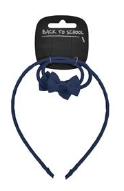 Navy Bow Alice Band and Elastics