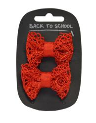 Red Lacy Hair Bow 2Pack