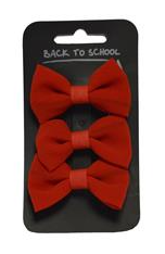 Red Plain Hair Bow 3Pack