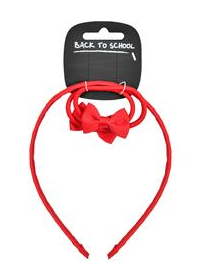 Red Bow Alice Band and Elastics