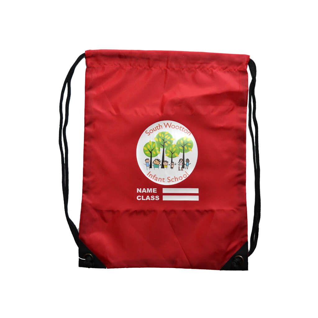 Red PE Bag with South Wootton Infants Printed Logo